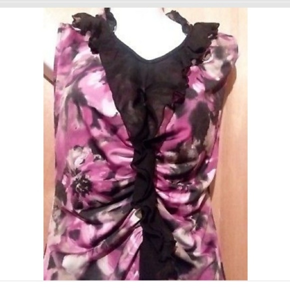 Zac and Rachel Sleeveless Top Medium Black Purple - Picture 2 of 2